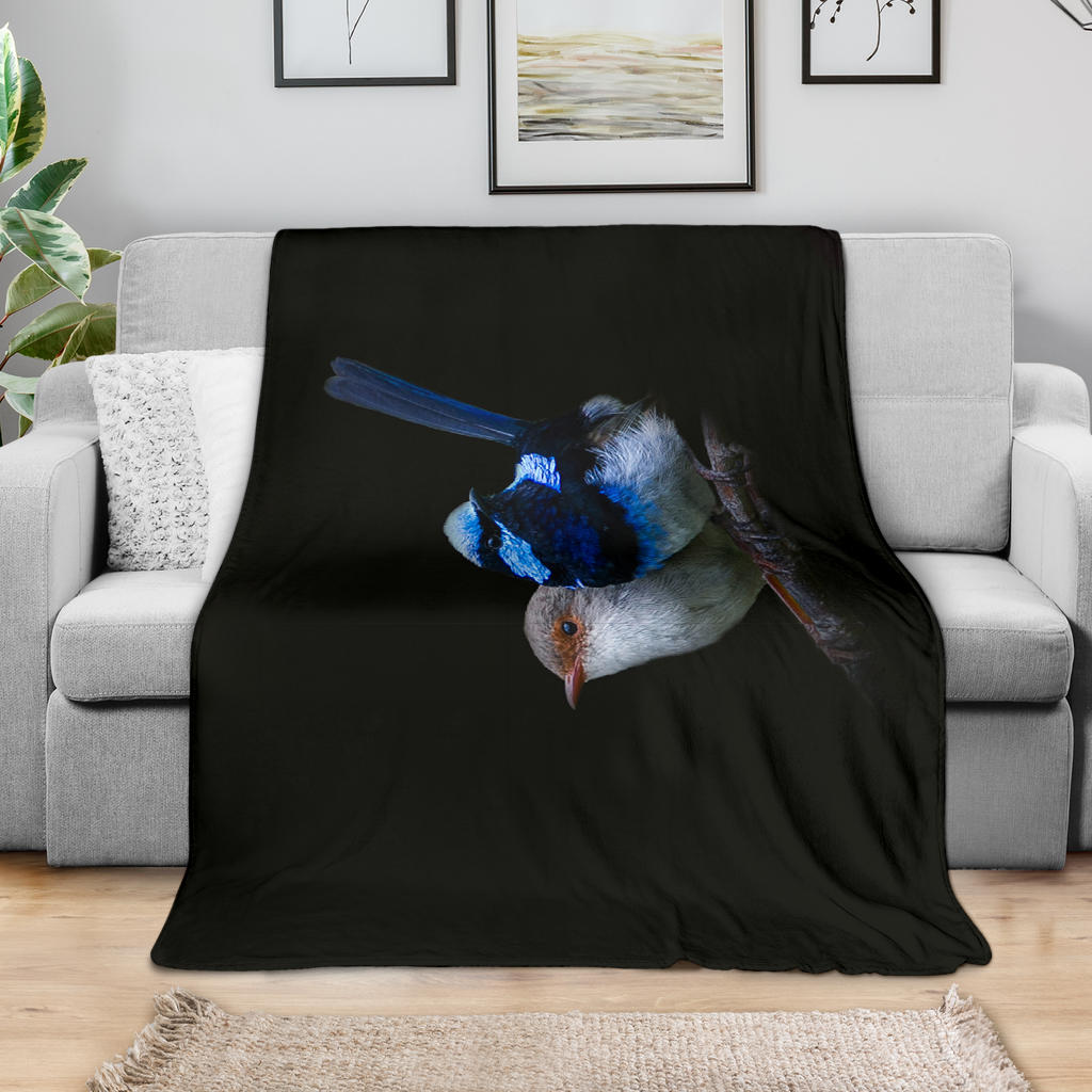 Blue Wren Plush Blanket