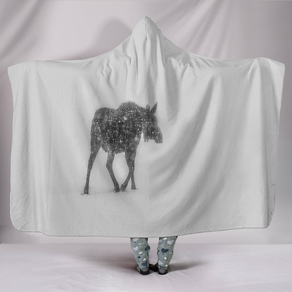 Winter Moose Hooded Blanket