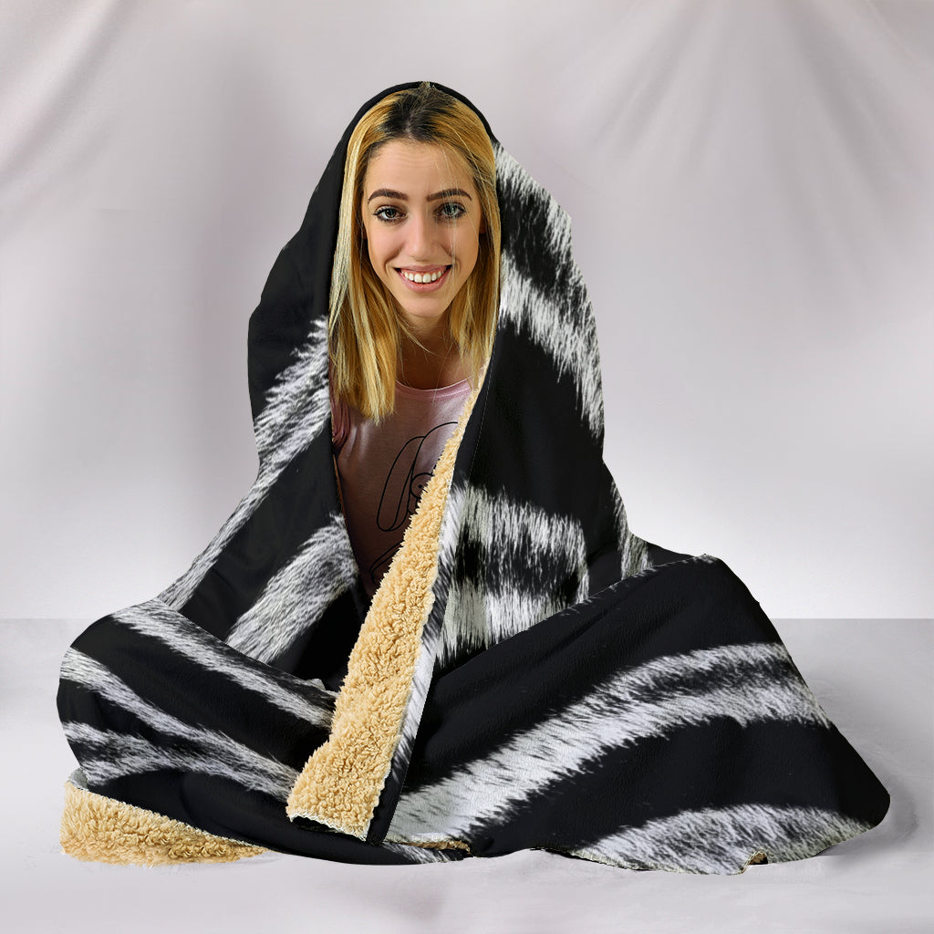 Zebra Print Hooded Blanket